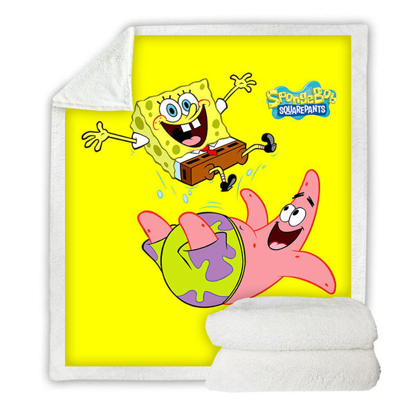 SpongeBob Throw Blanket Cartoon SpongeBob Fleece Blanket for