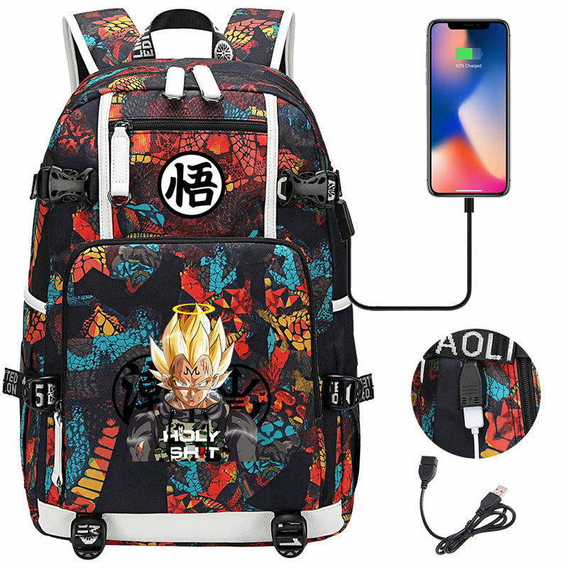 Dragon Ball Z Backpack Goku SchoolBag with USB Charging Port