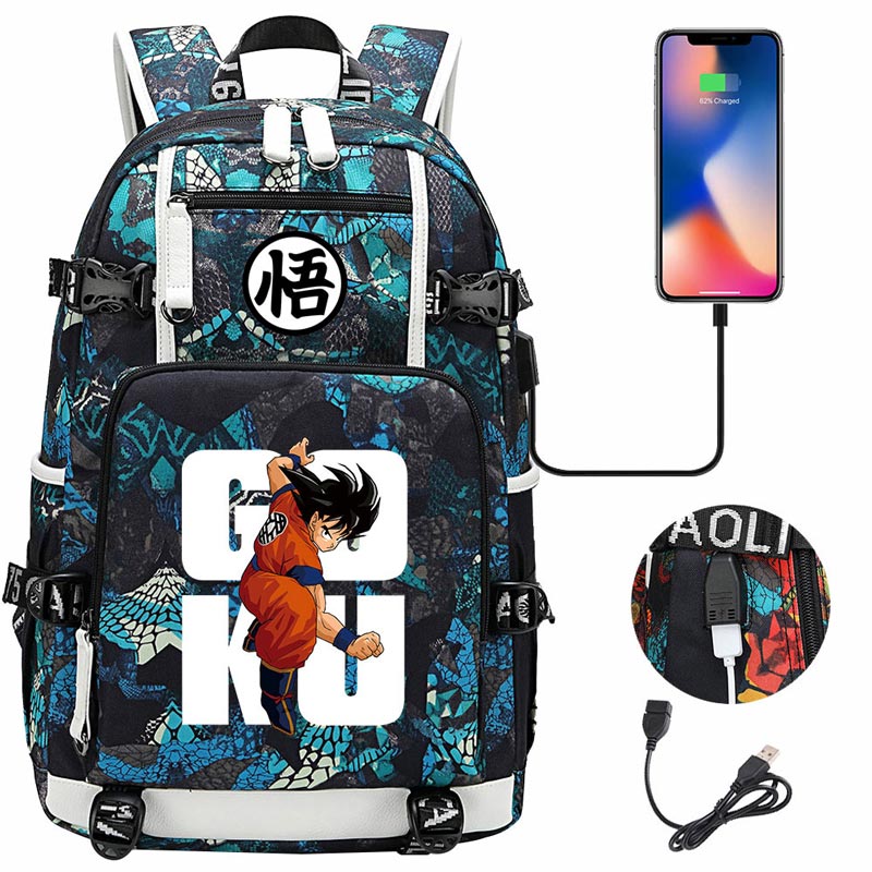 Dragon Ball Z Backpack Goku SchoolBag with USB Charging Port