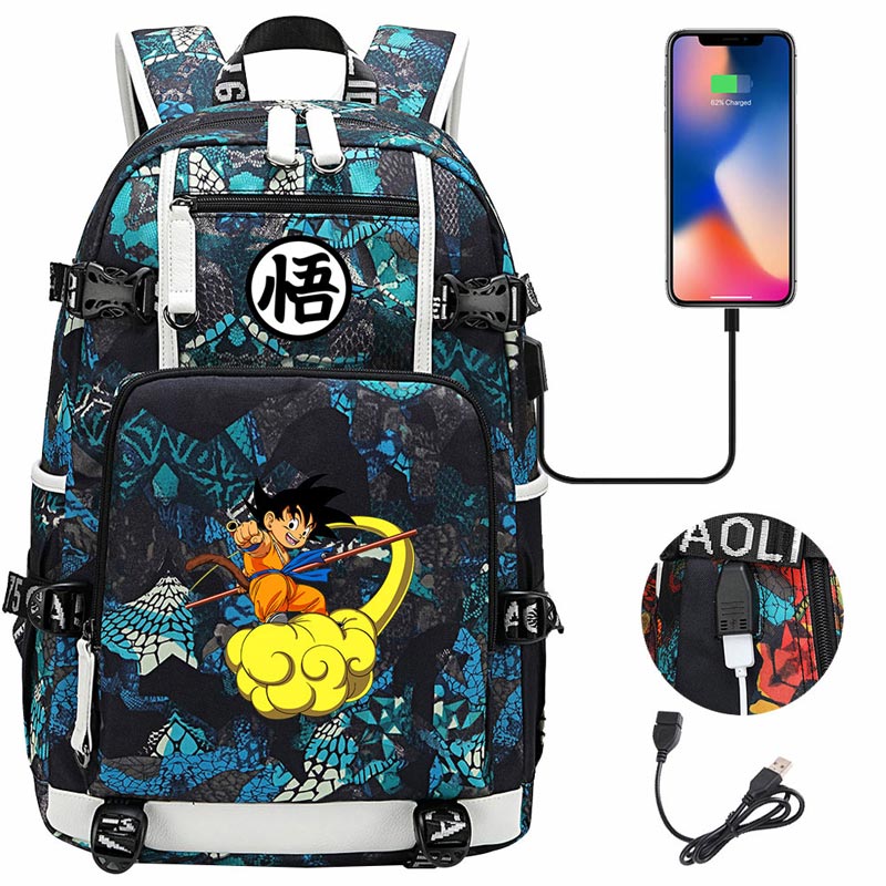 Dragon Ball Z Backpack Goku SchoolBag with USB Charging Port