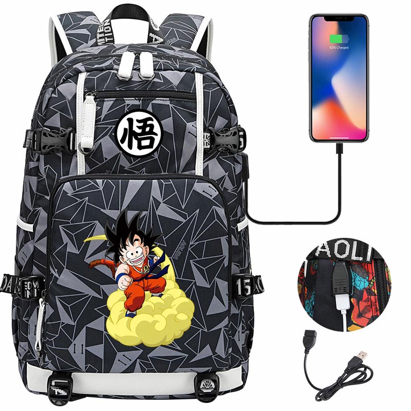 Dragon Ball Z Backpack Goku SchoolBag with USB Charging Port