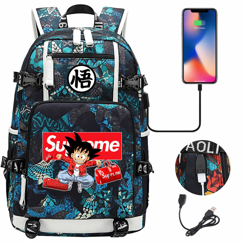 Dragon Ball Z Backpack Goku SchoolBag with USB Charging Port