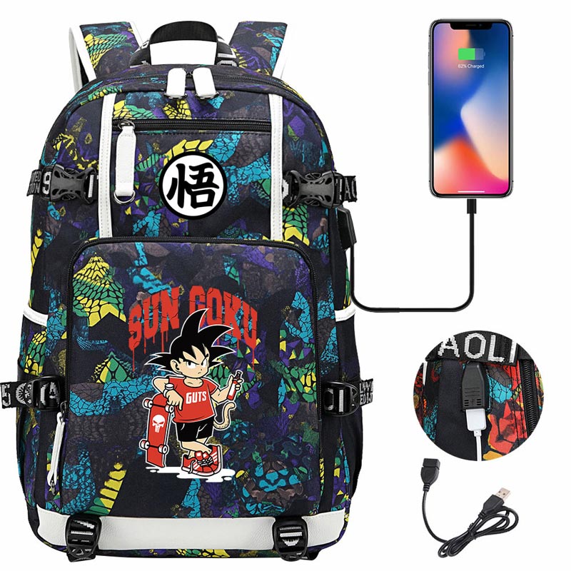 Dragon Ball Z Backpack Goku SchoolBag with USB Charging Port