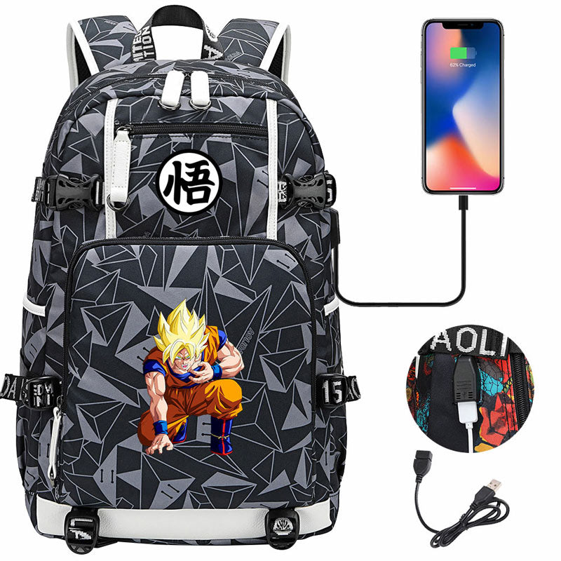 Dragon Ball Z Backpack Goku SchoolBag with USB Charging Port