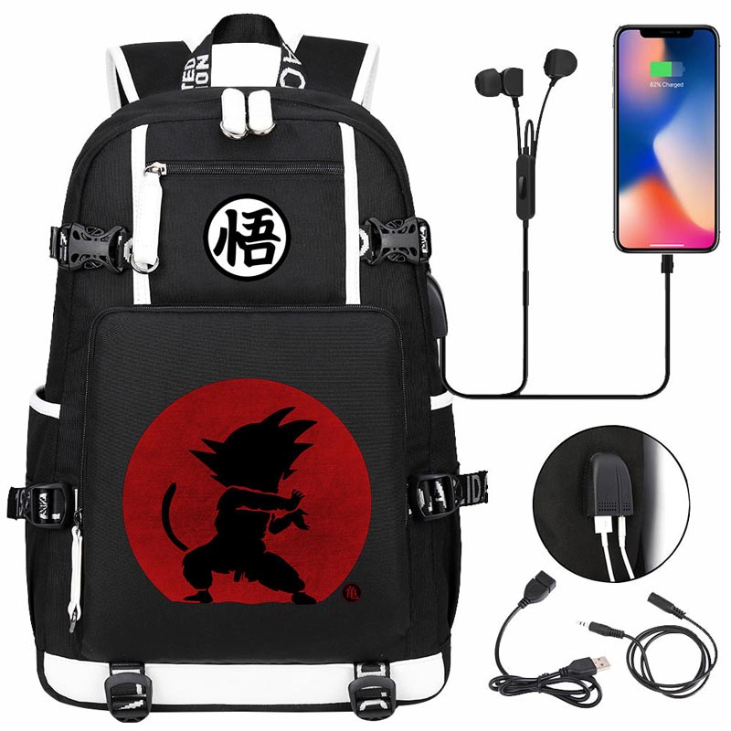 Dragon Ball Z Backpack Goku SchoolBag with USB Charging Port