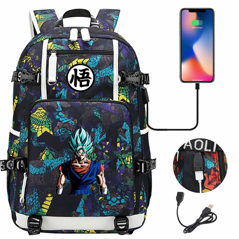 Dragon Ball Z Backpack Goku SchoolBag with USB Charging Port