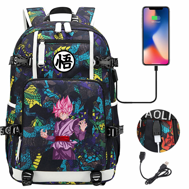 Dragon Ball Z Backpack Goku SchoolBag with USB Charging Port