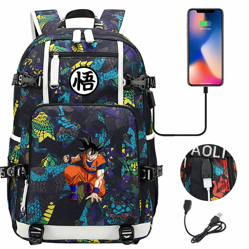 Dragon Ball Z Backpack Goku SchoolBag with USB Charging Port