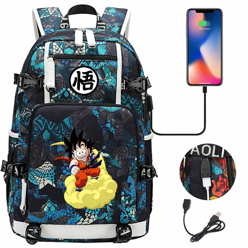 Dragon Ball Z Backpack Goku SchoolBag with USB Charging Port