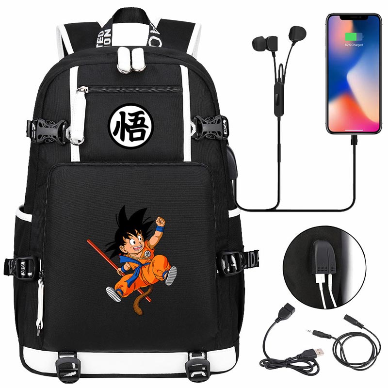 Dragon Ball Z Backpack Goku SchoolBag with USB Charging Port