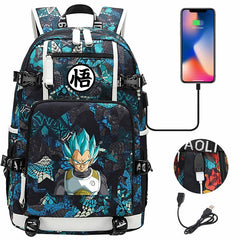 Dragon Ball Z Backpack Goku SchoolBag with USB Charging Port