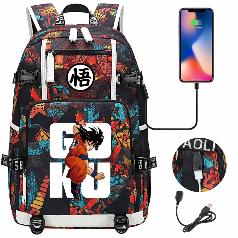 Dragon Ball Z Backpack Goku SchoolBag with USB Charging Port