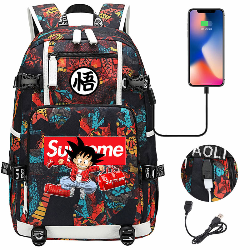 Dragon Ball Z Backpack Goku SchoolBag with USB Charging Port