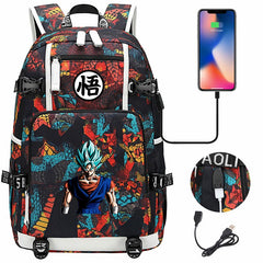 Dragon Ball Z Backpack Goku SchoolBag with USB Charging Port