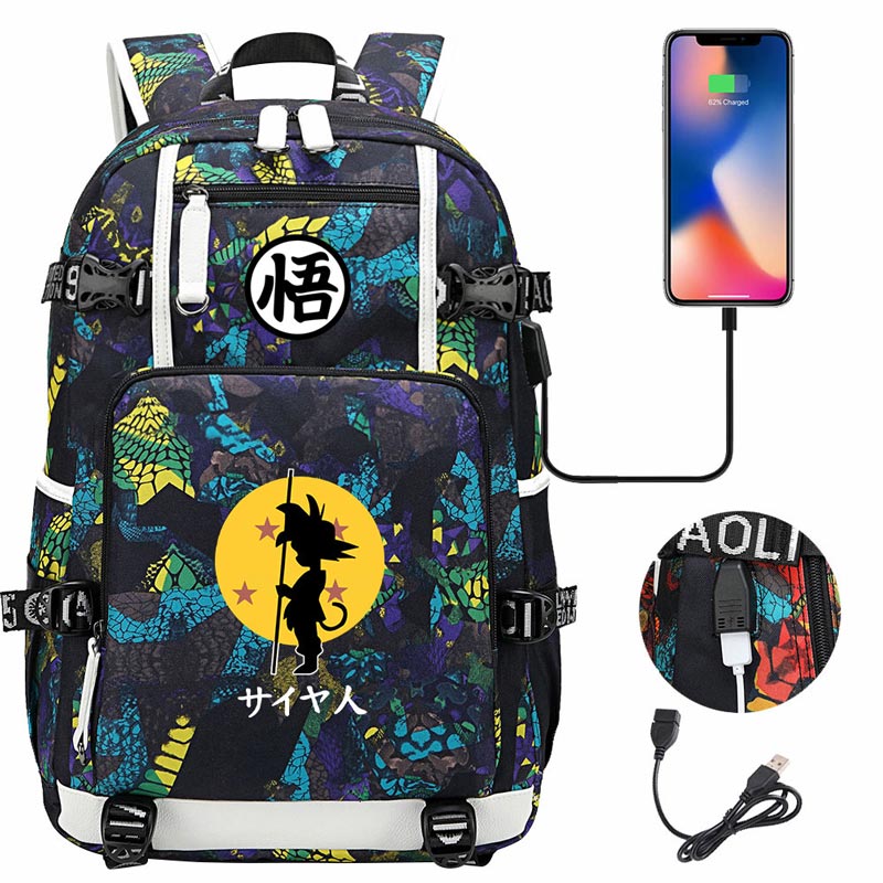 Dragon Ball Z Backpack Goku SchoolBag with USB Charging Port