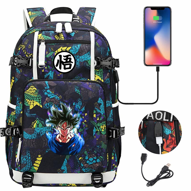 Dragon Ball Z Backpack Goku SchoolBag with USB Charging Port