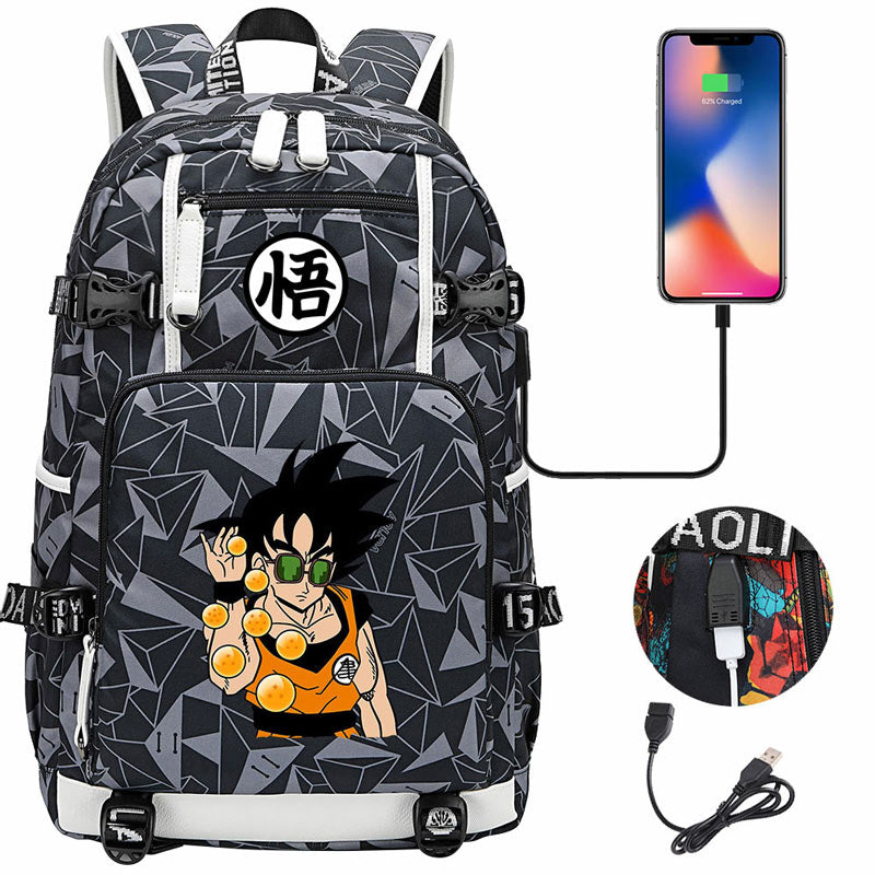 Dragon Ball Z Backpack Goku SchoolBag with USB Charging Port