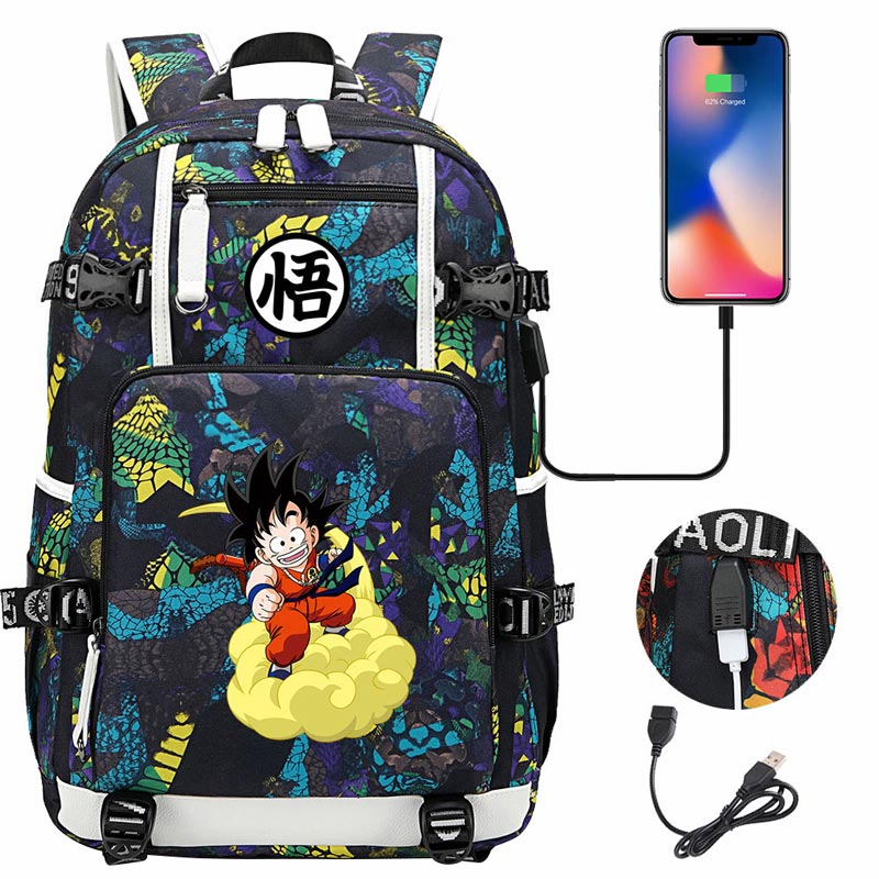 Dragon Ball Z Backpack Goku SchoolBag with USB Charging Port