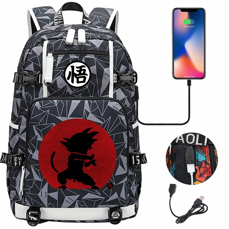 Dragon Ball Z Backpack Goku SchoolBag with USB Charging Port