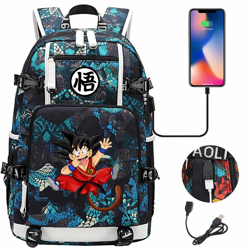 Dragon Ball Z Backpack Goku SchoolBag with USB Charging Port