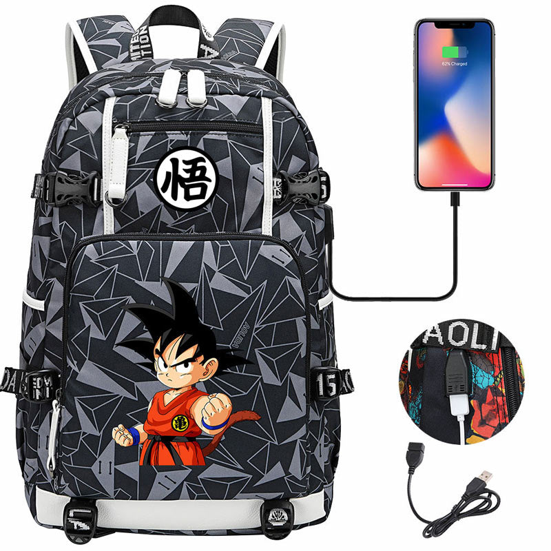 Dragon Ball Z Backpack Goku SchoolBag with USB Charging Port