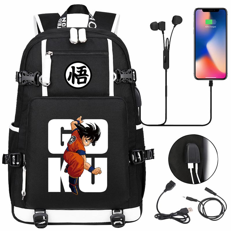 Dragon Ball Z Backpack Goku SchoolBag with USB Charging Port