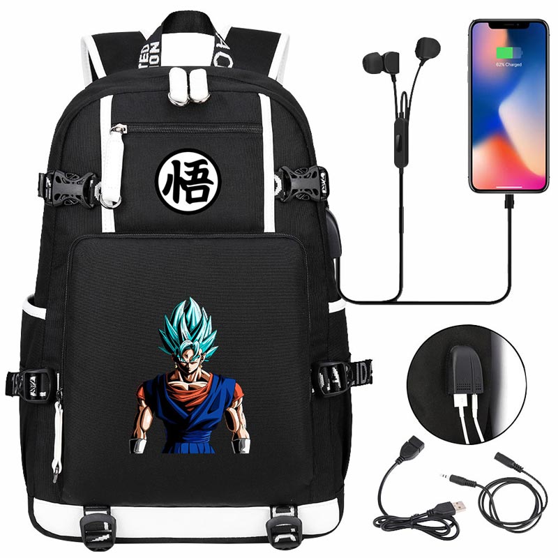 Dragon Ball Z Backpack Goku SchoolBag with USB Charging Port