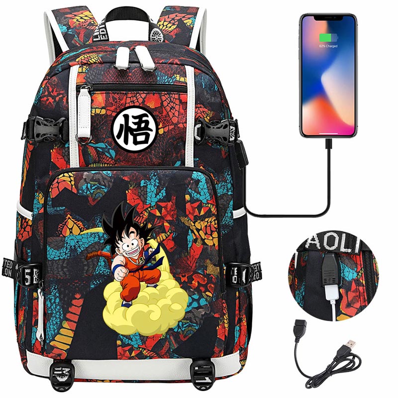 Dragon Ball Z Backpack Goku SchoolBag with USB Charging Port