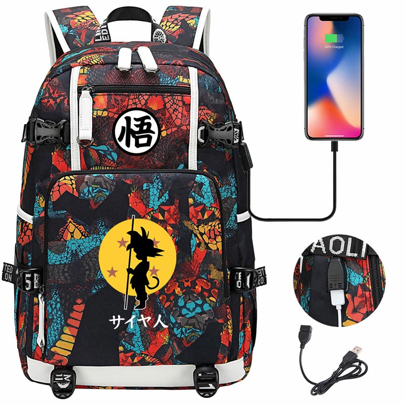 Dragon Ball Z Backpack Goku SchoolBag with USB Charging Port