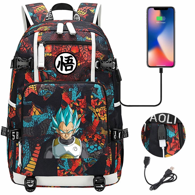 Dragon Ball Z Backpack Goku SchoolBag with USB Charging Port