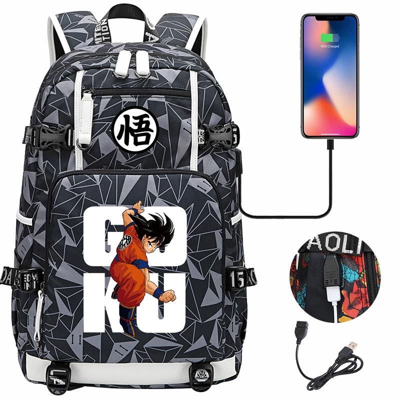 Dragon Ball Z Backpack Goku SchoolBag with USB Charging Port