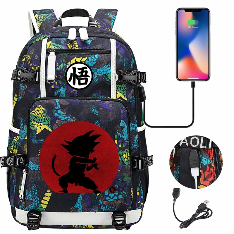 Dragon Ball Z Backpack Goku SchoolBag with USB Charging Port