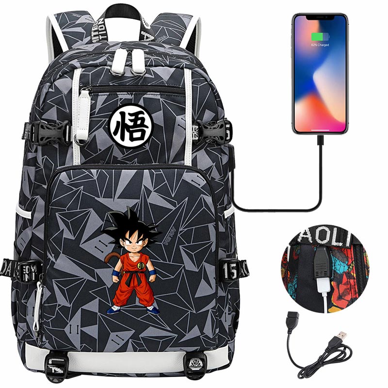 Dragon Ball Z Backpack Goku SchoolBag with USB Charging Port