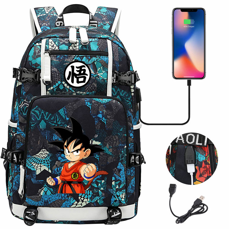 Dragon Ball Z Backpack Goku SchoolBag with USB Charging Port