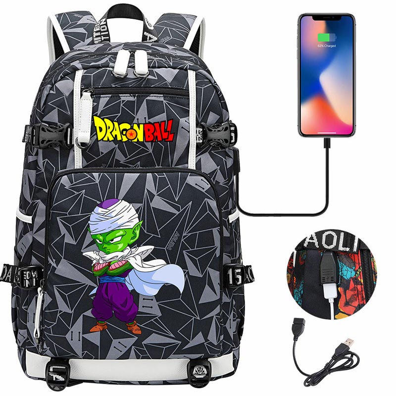 Dragon Ball Z Backpack Goku SchoolBag with USB Charging Port