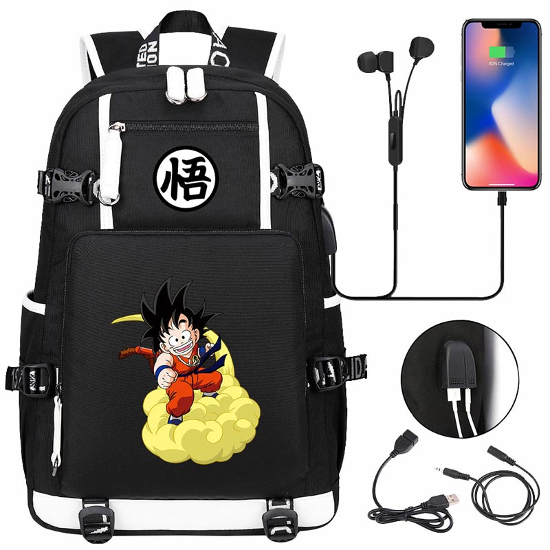 Dragon Ball Z Backpack Goku SchoolBag with USB Charging Port