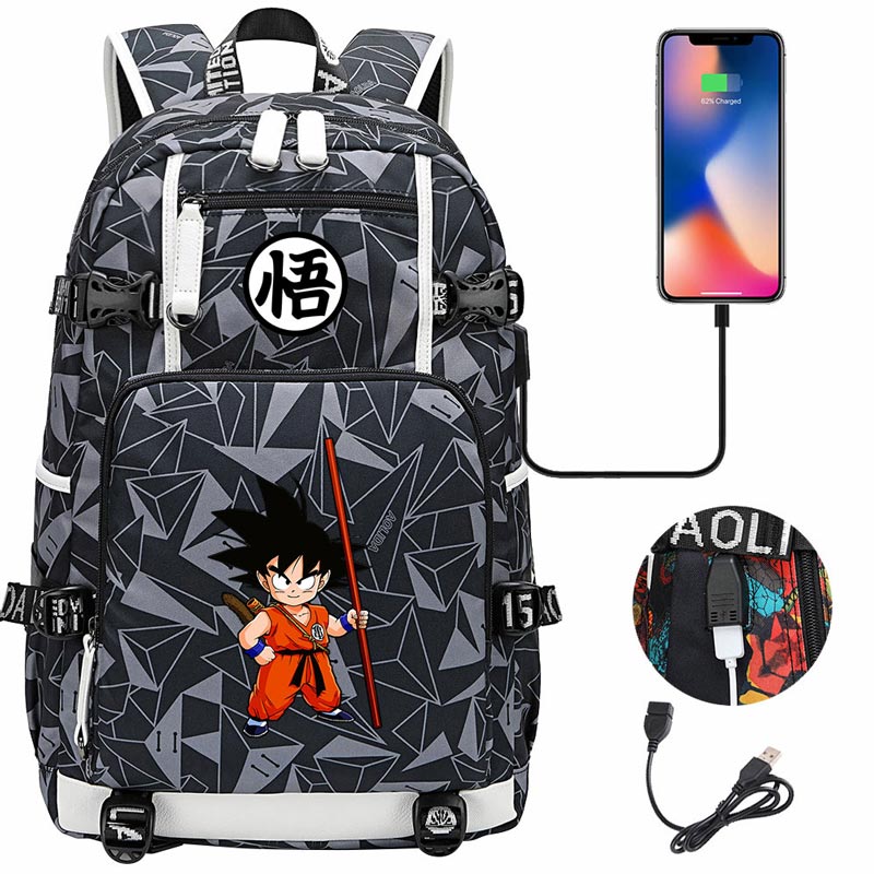 Dragon Ball Z Backpack Goku SchoolBag with USB Charging Port