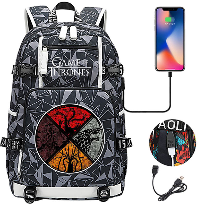 Game of Thrones Backpack with USB Charging Port