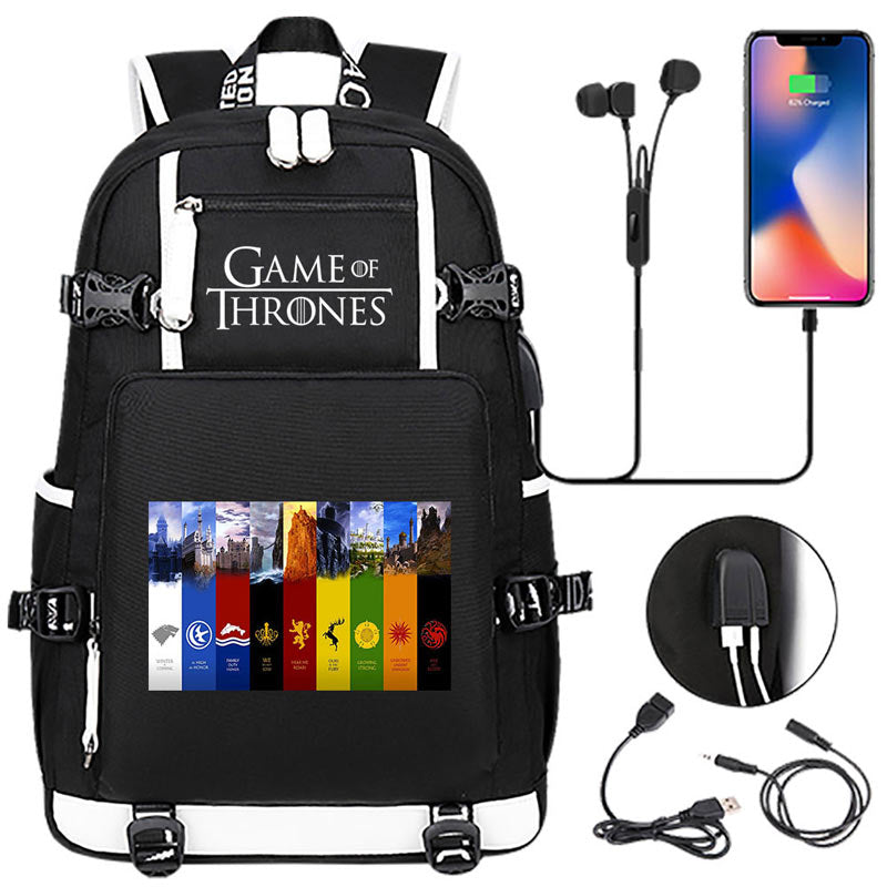 Game of Thrones Backpack with USB Charging Port