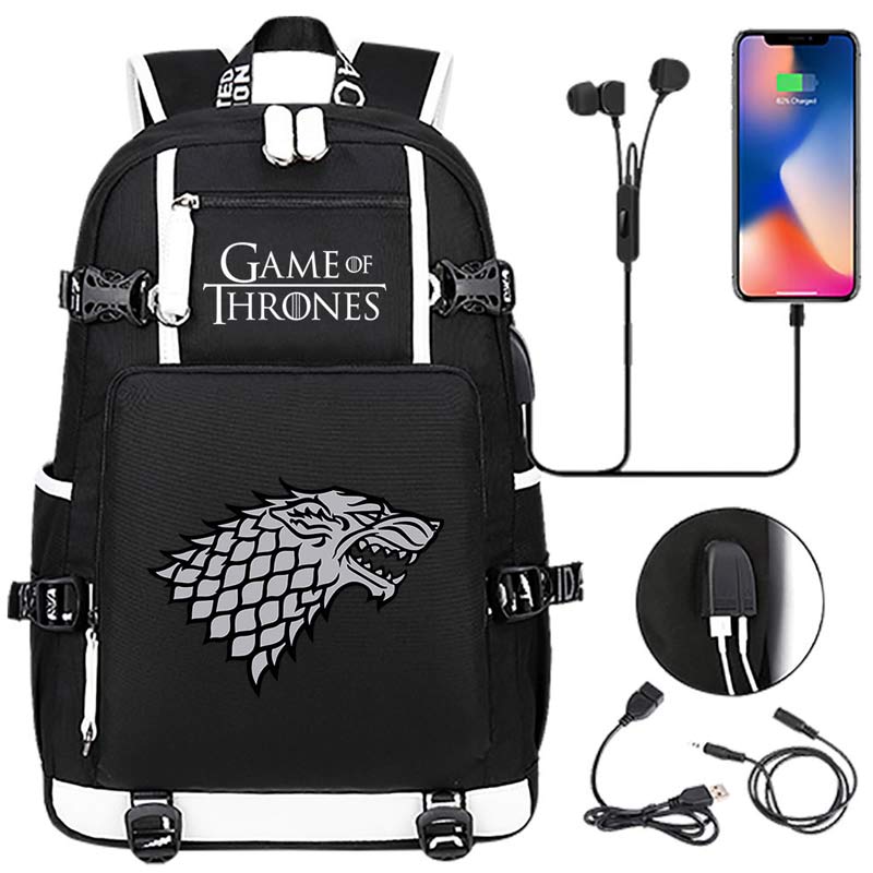 Game of Thrones Backpack with USB Charging Port