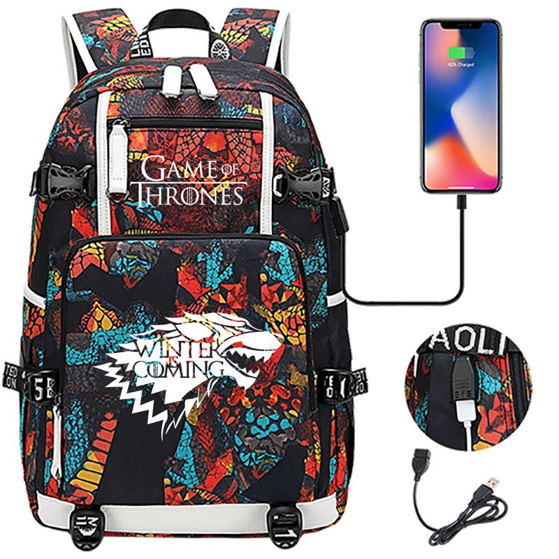 Game of Thrones Backpack with USB Charging Port