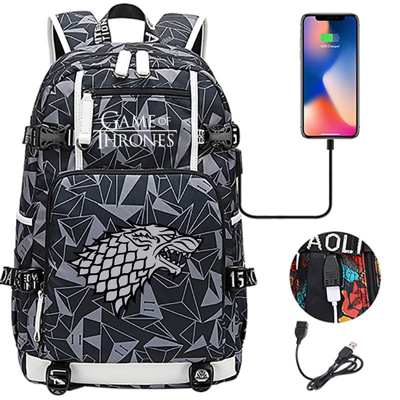 Game of Thrones Backpack with USB Charging Port