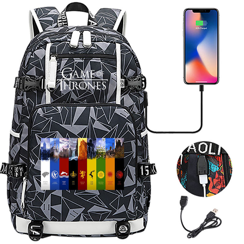 Game of Thrones Backpack with USB Charging Port