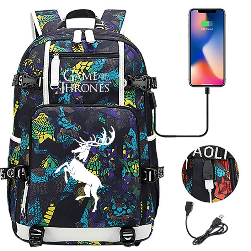 Game of Thrones Backpack with USB Charging Port