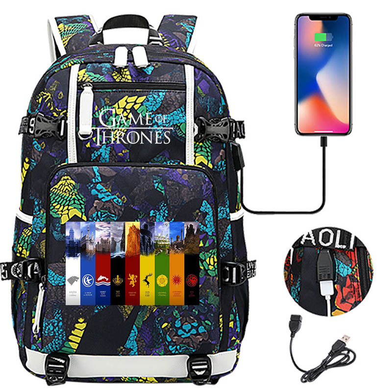 Game of Thrones Backpack with USB Charging Port