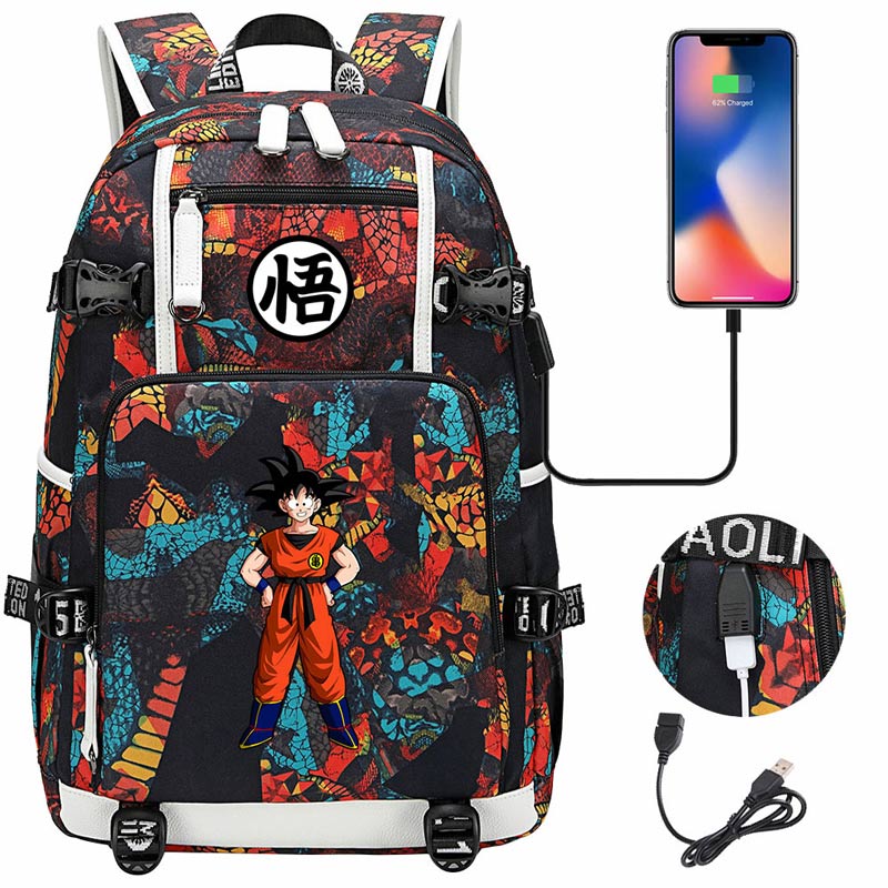 Dragon Ball Z Backpack Goku SchoolBag with USB Charging Port