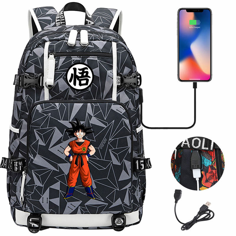 Dragon Ball Z Backpack Goku SchoolBag with USB Charging Port