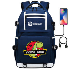 Jurassic Park Travel Backpack School Bag with USB Charging Port