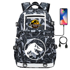 Jurassic Park Travel Backpack School Bag with USB Charging Port