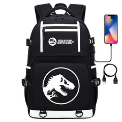 Jurassic Park Travel Backpack School Bag with USB Charging Port